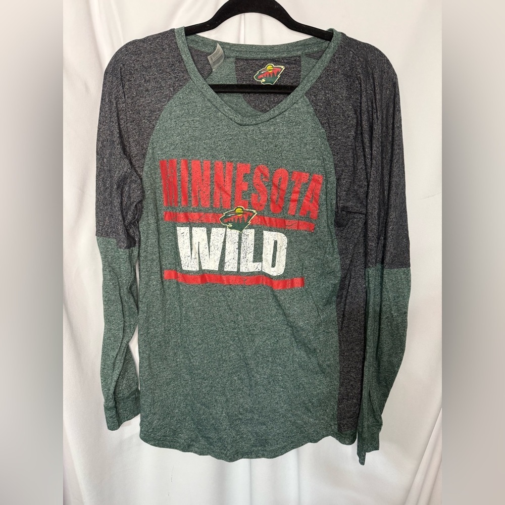 Source Unknown Minnesota Wild Green and Dark Gray Long Sleeve Tee